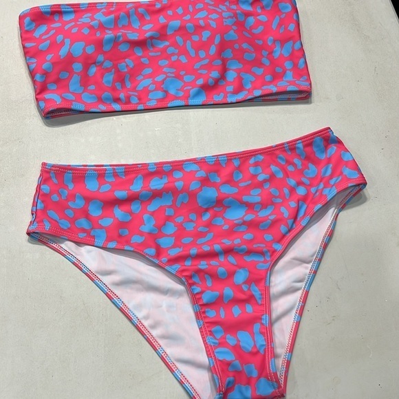 Bikini two piece leopard print pink blue women’s‎ large - Picture 2 of 8